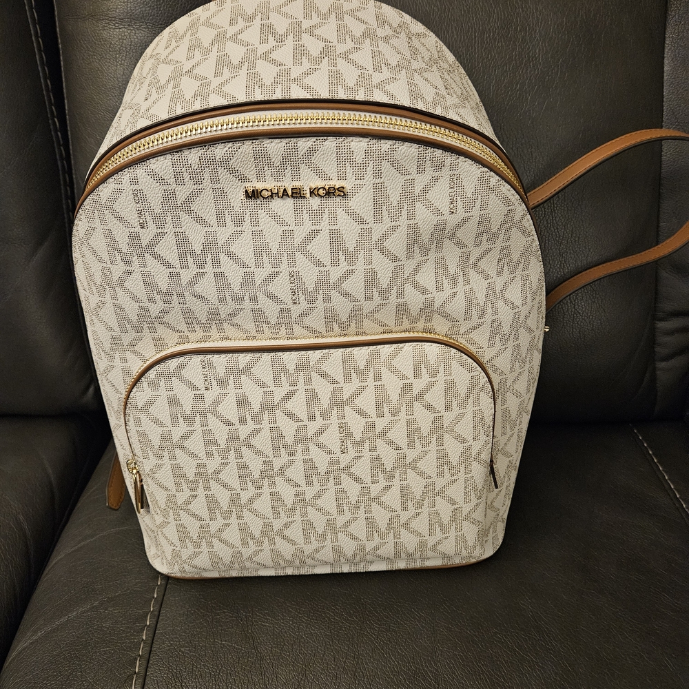 Michael Kors Beige Monogram Backpack